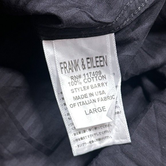 Frank & Eileen Barry Tailored Button Up Striped Black Shirt Womens Large - Picture 6 of 8